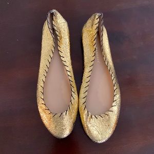 Gold Loeffler Randall Karlotta flats size 7.5